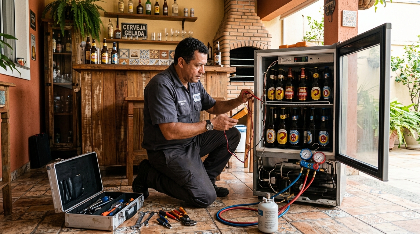 Recarga de gás refrigerante em cervejeira em atendimento em Juiz de Fora‑MG