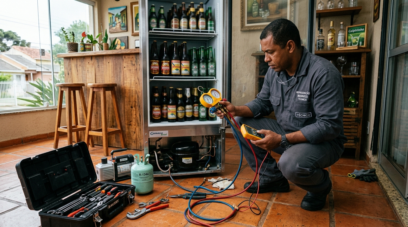 Técnico de conserto de cervejeira em residência em Juiz de Fora‑MG